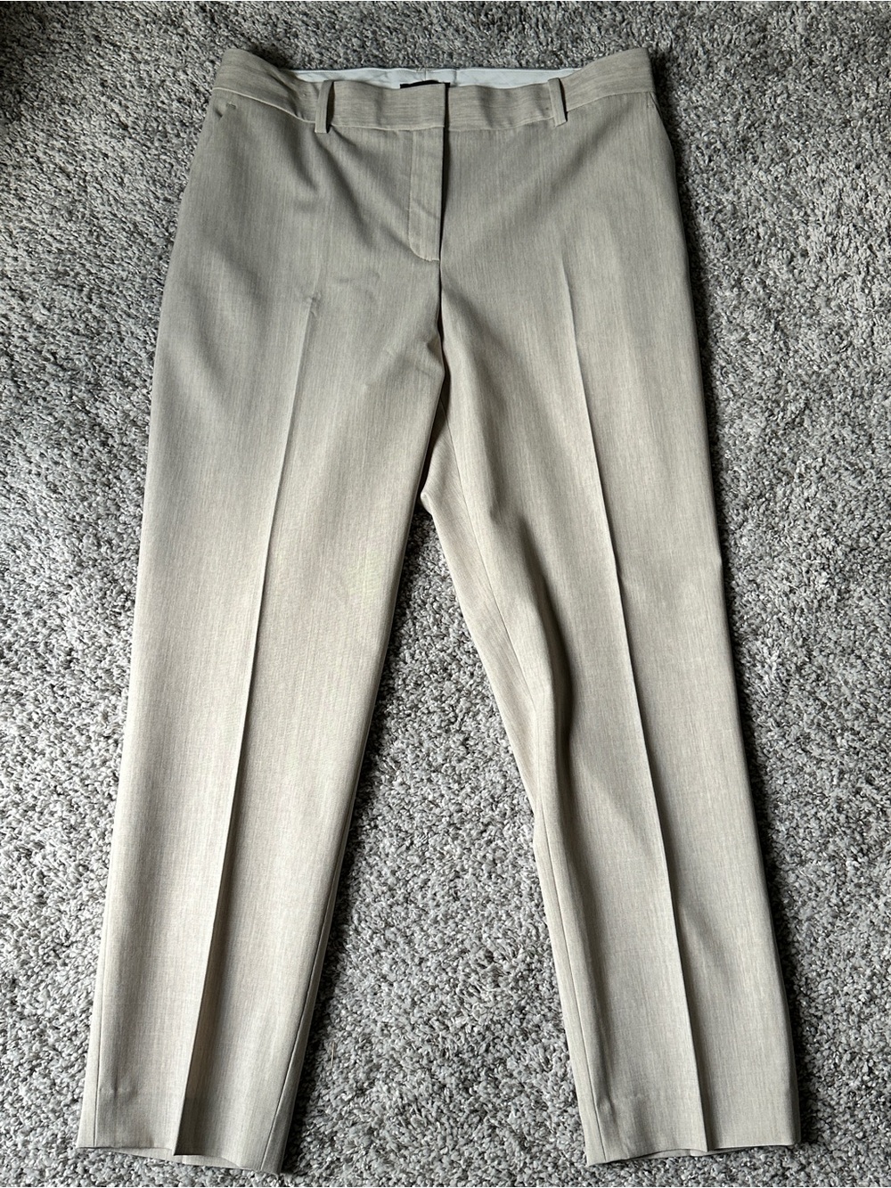 Theory Slim Straight Lightweight Wool Pants Taupe